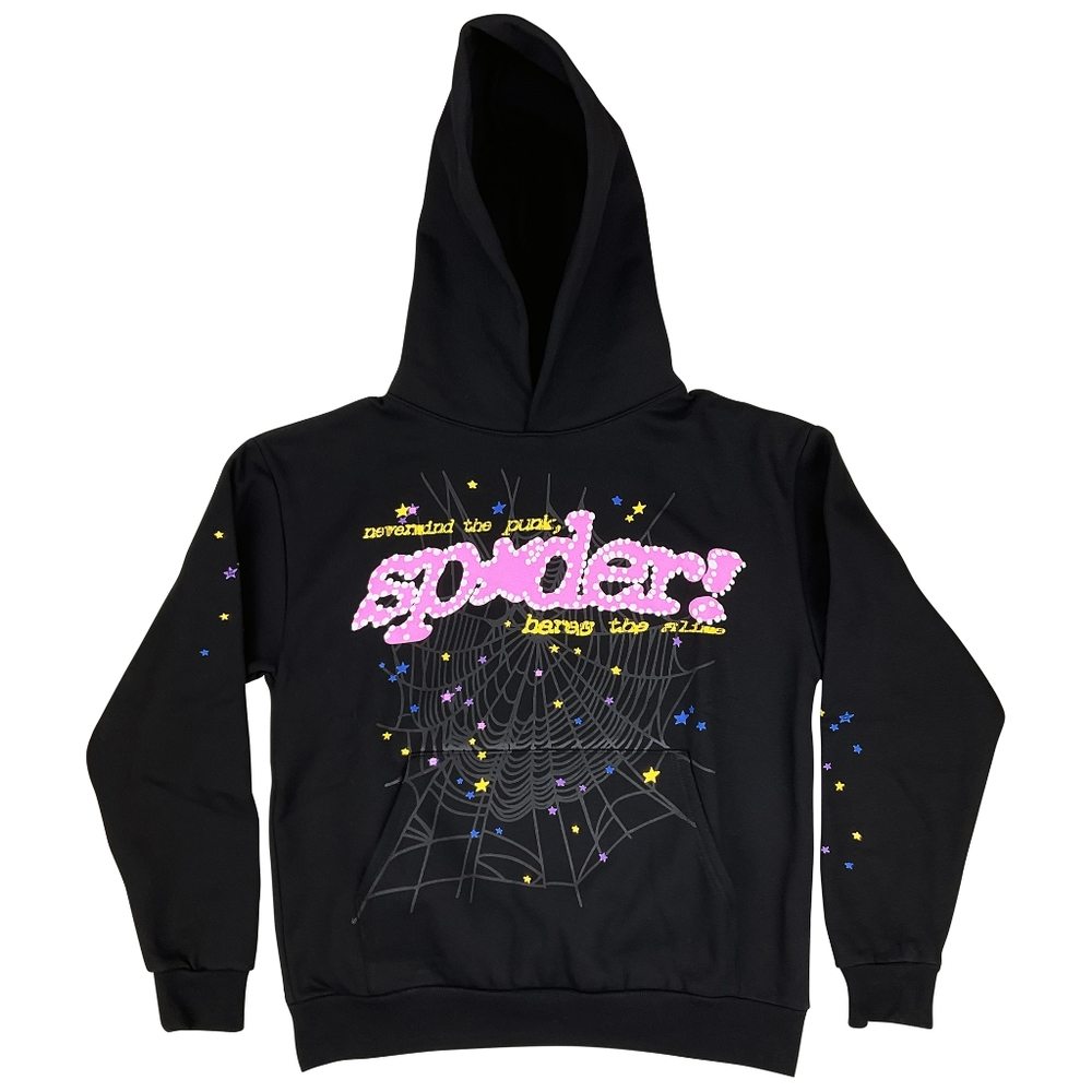 Sp5der P*NK V2 Pullover Hoodie Black Pink | Spider Worldwide